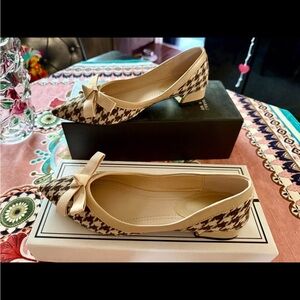 Elegant Houndstooth Bow flats